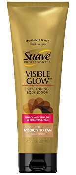 Suave Professionals Visible Glow Self Tanning Body Lotion, Medium to Tan 7.5 oz