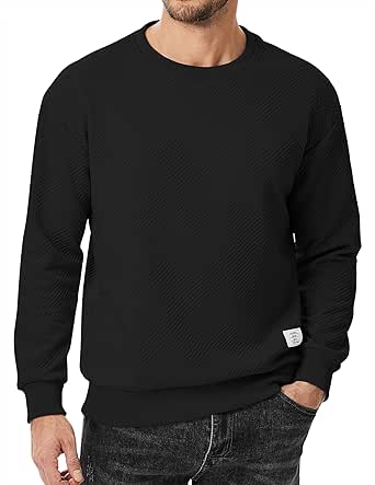 JMIERR Men's Crewneck Sweatshirt Casual Long Sleeve Geometric Texture Sweatshirts Fashion Pullover Shirts