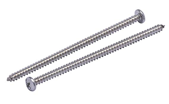 #8 X 3-1/2" Stainless Pan Head Phillips Wood Screw, (25pc), 18-8 (304) Stainless Steel Screws by Bolt Dropper