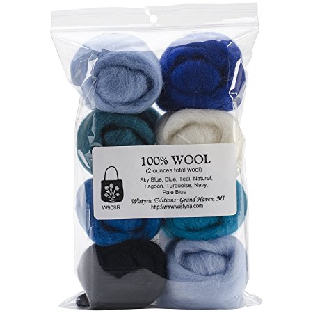 Wistyria Editions WR-908R Wool Roving, The Sea, 8-Pack