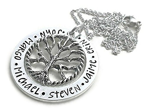 Family Tree Personalized Necklace - Hand Stamped Jewelry - Personalized Jewelry