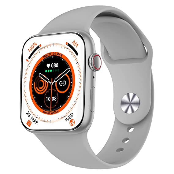 CrossBeats Newly launched Ignite S4 Max BT Calling Smartwatch, 1.9” Edge-to-Edge UHD TrueHue™ Always on Display 320×385 Pixels SnapCharge™ Calculator, 500  Watch Faces, AI Health Feature-Silver