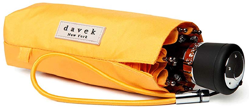 DAVEK MINI COMPACT UMBRELLA (Yellow) - Quality Windproof Travel Umbrella, Strong & Portable