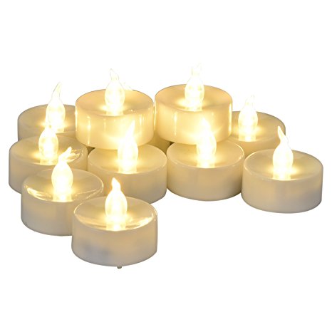 [With Timer Function] LED Tea Lights - 12 Warm White Flickering Flameless Tealight with Timer, 6 Hours on and 18 Hours Off in 24 Hours Cycle, Dia. 1.4 (Warm White)