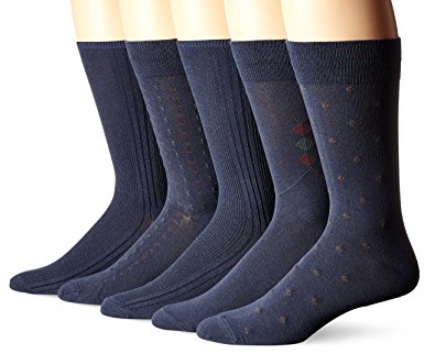 Docker's Men's Classics Dress Dobby Crew Socks (5 and 10 pack)