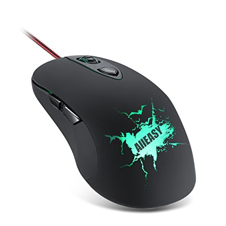 AllEasy Professional Wired Gaming Mouse,8200 DPI Ergonomic Laser Gaming Mice with Colorful LED Light for PC