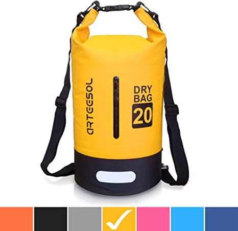 Waterproof Dry Bag, Arteesol Ultralight PVC Dry Sack 5L/10L/20L/30L Waterproof Backpack with Double Shoulder Strap for Outdoor Water Sports Boating Hiking Kayaking Canoeing Fishing