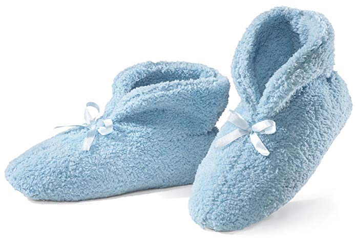 Collections Etc Ultra Plush Chenille Slippers Blue Large