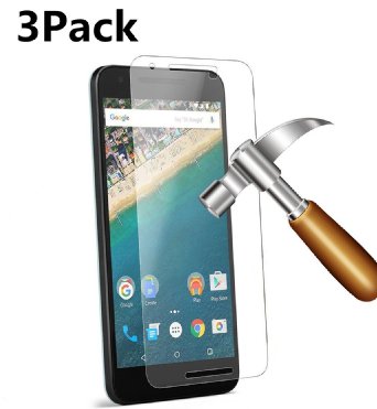 Nexus 5X Screen Protector,LaoHe(TM) LG (Google) Nexus 5X Tempered Glass Screen Protector, 99% Clarity 0.3mm 9H Hardness Featuring Anti-Scratch, Anti-Fingerprint, Bubble Free,Lifetime Warranty (3Pack)