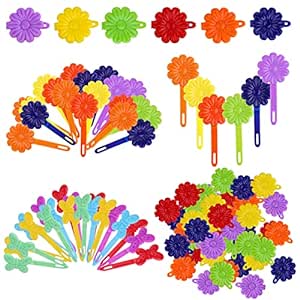 Yolev 76 Pieces Self Hinge Plastic Hair Barrettes for Girls Multi-coloured Flower and Bowknot Hair Clips Cute Hair Barrettes 80s 90s Colorful Hair Barrette Hair Clip for Girls (Random Color)