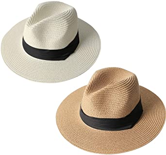 Unisex Straw Fedora Hat, Sun Hat, Beach Hat for Summer