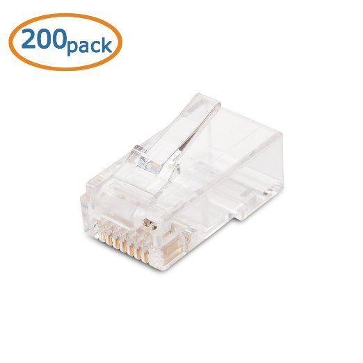 Cable Matters (200-Pack) Cat 6 RJ45 Modular Plugs with Load Bars for Solid UTP Cable