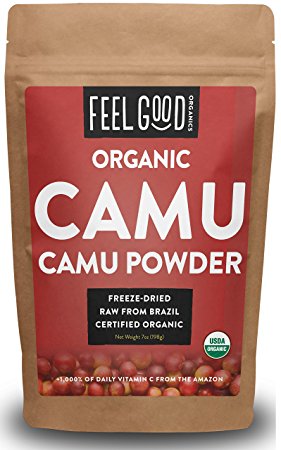Organic Camu Camu Powder - 7oz Resealable Bag - 100% Raw From Brazil - by Feel Good Organics