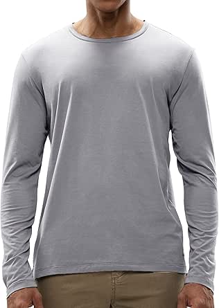 MIER Men's Long Sleeve Shirts Soft Stretch Combed Cotton Tees Crew Neck Classic Fashion Casual T-Shirt