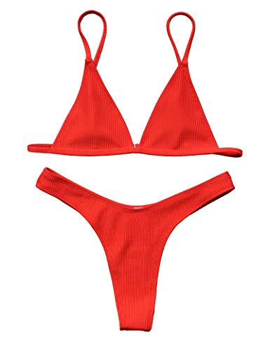 MOSHENGQI Women Sexy Brazilian Bikini 2 Piece Spaghetti Strap Top Thong Swimsuit Bathing Suit