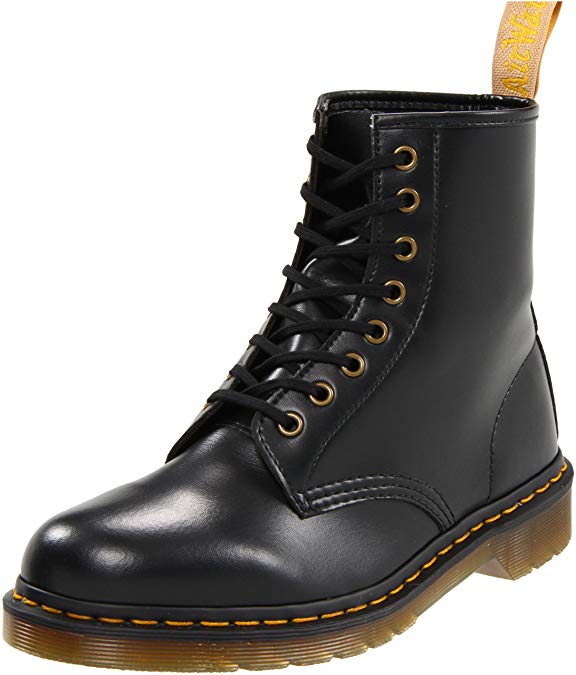 Dr. Martens Vegan 1460 Smooth Black Combat Boot,  Fleix Rub, 6 UK/US Men's 7 Women's 8 D US