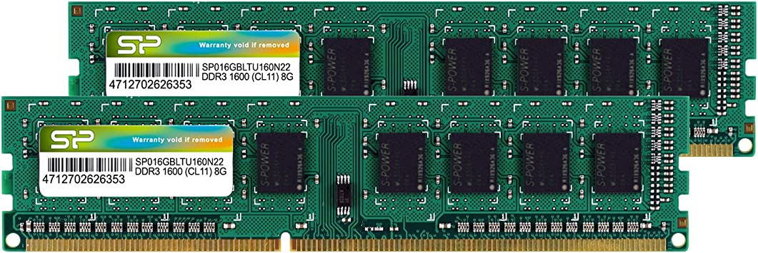 シリコンパワー デスクトップPC用 メモリ DDR3 1600 PC3-12800 8GB x 2枚 (16GB) 240Pin 1.5V CL11 Mac 対応 SP016GBLTU160N22