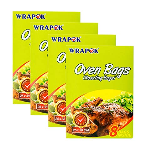 WRAPOK Oven Cooking Turkey Bags Small Size Ribs Baking Roasting Bags No Mess For Chicken Meat Ham Poultry Fish Seafood Vegetable - 32 Bags (10 x 15 Inch)