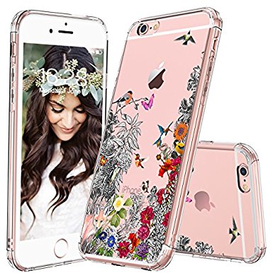 iPhone 6 Plus Case, iPhone 6s Plus Case, MOSNOVO Floral Humming Bird Flower Clear Design Transparent Plastic Hard Case with TPU Bumper Protective Case Cover for Apple iPhone 6 Plus 6s Plus (5.5 Inch)