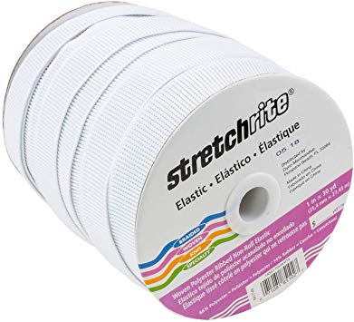 Stretchrite 1NSS1105WHTE Stretchrite 1-Inch by 30-Yard White Ribbed Non-Roll Woven Polyester Elastic Spool