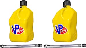 VP Racing Fuels 5-Gallon Square Motorsport Utility Container Yellow & 14" Standard Hose (2 Pack)