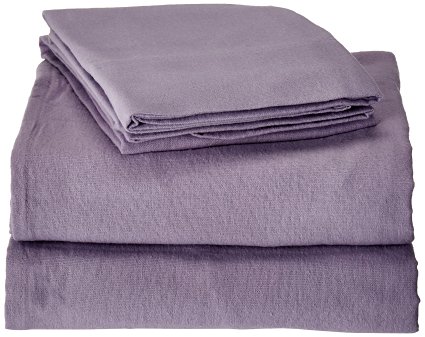 Tribeca Living Luxury Solid Flannel Deep Pocket Sheet Set, Full, Lavender