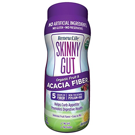 Renew Life - Skinny Gut - Organic Fruit and Acacia Fiber -organic dietary supplement - fiber supplement - fruit flavor powder- 9 ounces