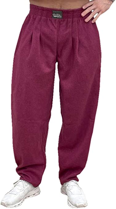 Relaxed Fit Baggy Pants in Burgundy