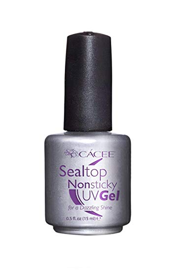 Seal Top Non-sticky Gel Topcoat for Artificial Nails, Finishing Sealer for Acrylic Nails, Builder Gel, Silk Wrap Nails, and Fiberglass Nails, Glass-like Shine, UV   LED by Cacee (0.5 oz)
