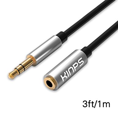 Kinps Audio Auxiliary Stereo Extension Cable 3.5mm Male to Female, Stereo Jack Cord for Phones, Headphones, Speakers, Tablets, PCs, MP3 Players and More (3ft/1m, Black)