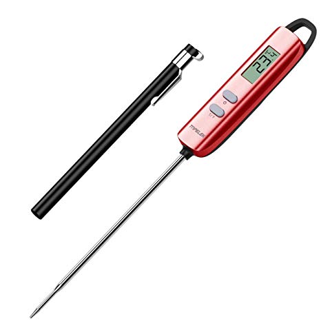 TOPELEK Cooking Thermometer, Digital Instant Read Food Thermometer Long Probe Auto Off Meat Thermometer with °F/°C Button, Best Kitchen Thermometer for Meat, Turkey, Sugar, Milk, Water, Jam, BBQ, etc