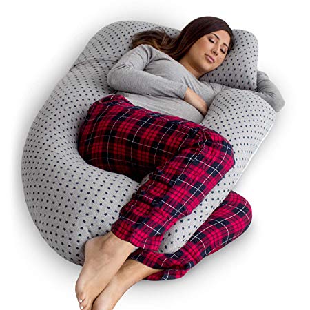 Pharmedoc Pregnancy Pillow, U-Shape Full Body Pillow and Maternity Support with Detachable Extension - Support for Back, Hips, Legs, Belly for Pregnant Women