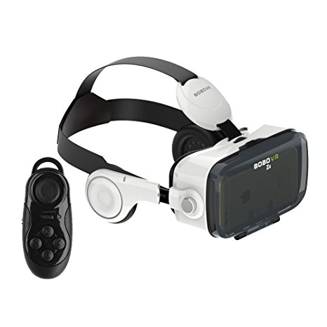 VIGICA Google Cardboard 3D VR Headset, BOBOVR Z4 Virtual Reality Glasses for 4.7~6.2" Inch Smartphones for 3D Movies/Games, Include Bluetooth Remote Controller and Dark Sex Dice, with Headphone