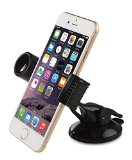 iXCC  Universal 360 Degree Swivel Heavy Duty Anti-Shock Easy Operating in Car Mount Holder Stand Kit for Fitting 35 to 65 Smartphones - Apple iPhone 66Plus5s5c44s Samsung Galaxy S6 S6 Edge S5 S4 Note 5 4 3 Google Nexus 5 4 LG G4 GPS Black