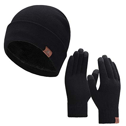 1-3 PCS Winter Beanie Hat Scarf Touchscreen Gloves for Men and Women, Warm Knit Fleece Lined Beanie Gloves Infinity Scarf Set