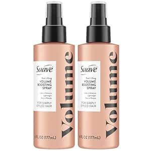 Suave Simply Styled Volume Spray – Root Lifting Hair Spray for Fine Hair, Moisturizing & Volumizing Hair Products, 6 Oz (Pack of 2)