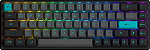 Akko Black & Cyan 3068B Plus 65% 68-Key RGB Hot-swappable Mechanical Gaming Keyboard, 2.4G Wireless/Bluetooth/Wired with PBT Double-Shot Keycaps for Mac & Win (Akko Jelly Purple)