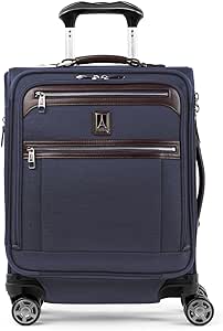 Travelpro Platinum Elite Softside Expandable Carry on Luggage, 8 Wheel Spinner Suitcase, USB Port, Men and Women, International, True Navy, Carry On 19-Inch