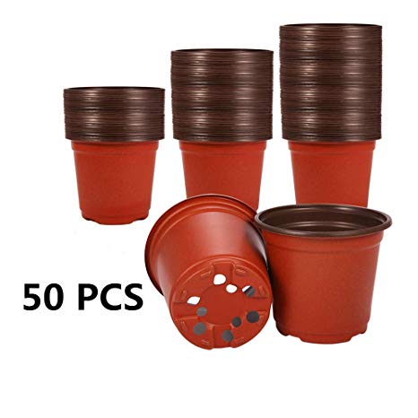 Akarden 50 Pcs 6” Plastic Nursery Pot/Pots, Plant Pots, Flower Plant Container Seed Starting Pot