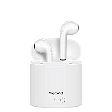 Bluetooth Earbuds SophyZiQ Portable Earphone Wireless Bluetooth Headphone Stereo Sports Earphone Dual Ears Anti-Perspiration Support Voice Call ((White))