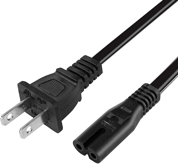 [UL Listed] 6ft 2Prong 18 AWG Power Cord Compatible Sony Playstation 3 (PS3) / 4 (PS4) Slim Edition Game Console AC Wall Cable Supply Replacement