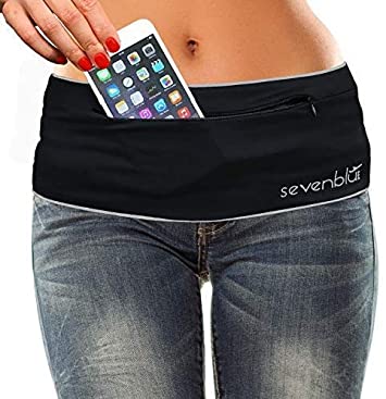 SevenBlu HIP - Fashion Money Belt / Extra Pocket / Running Belt - World's Best Stylish Travel Wallet or Mini Purse - with Zipper - Fits iPhone 6 Plus - Your Smartphone Pocket