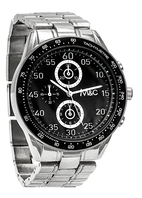 M&c Ferretti Men's | Stainless Steel Chronograph Black Dial Watch | FT14801