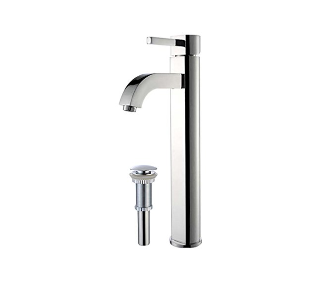 Kraus FVS-1007-PU-10CH Ramus Single Lever Vessel Bathroom Faucet with Matching Pop Up Drain Chrome