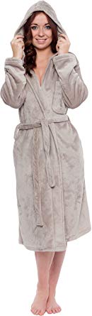 Silver Lilly Lightweight Hooded Kimono Robe for Women - Plush Comfy Bathrobe (Sizes Small - Plus Size XXL)