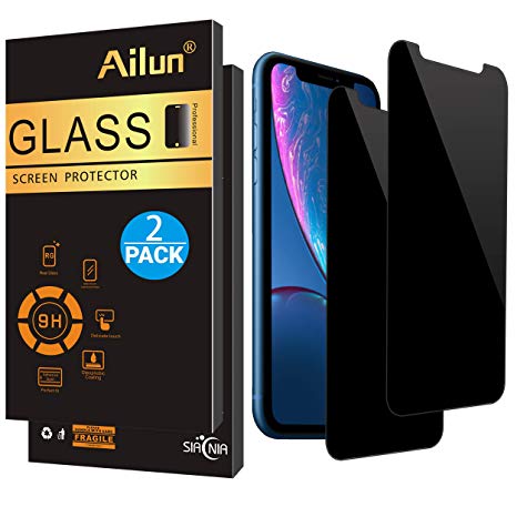 Ailun Privacy Screen Protector Compatible iPhone XR (6.1inch 2018 Release),[2Pack],Anti Spy Tempered Glass,Anti-Scratch,Case Friendly