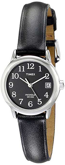 Timex Women's Indiglo Easy Reader Quartz Analog Leather Strap Watch with Date Feature