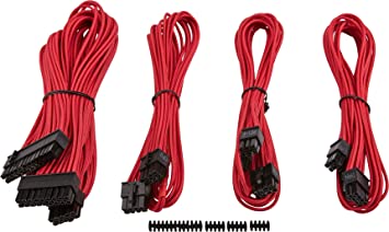 Corsair CP-8920145 Premium PSU Cable Kit, Individually Sleeved Cables, Starter Package, Red, for Corsair PSUs