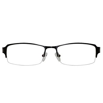 EyeBuyExpress Rectangle Gun Reading Glasses Stainless Steel Half Rim