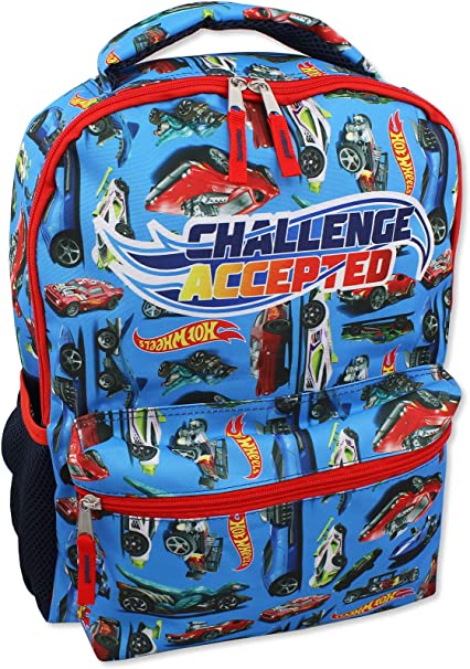 Hot Wheels Race Car Boys 16 Inch School Backpack (One Size, Blue)